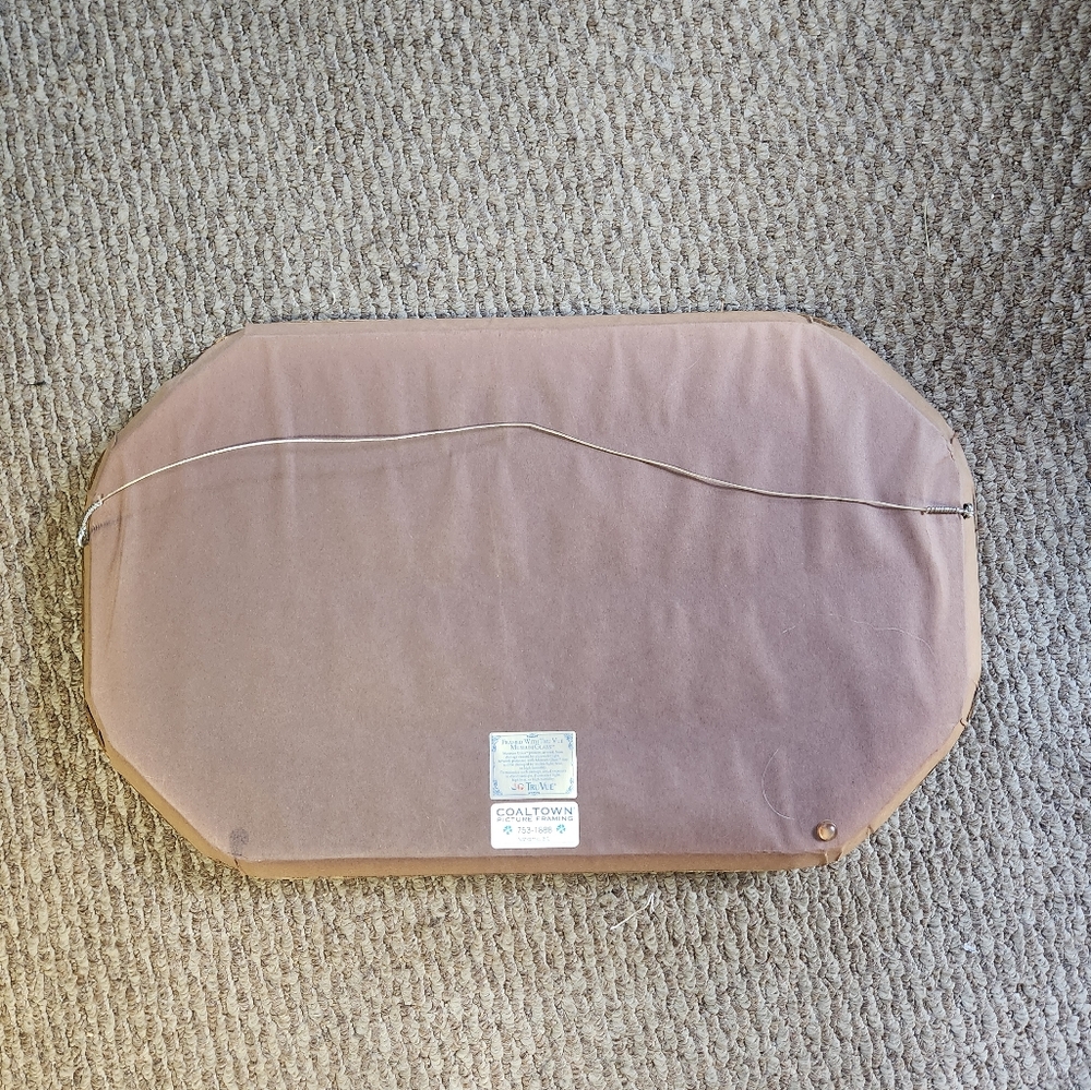 Antique Charcoal Drawing Art Wood Ornate Floral Frame Convex Bubble Glass Gold - Picture 15 of 15